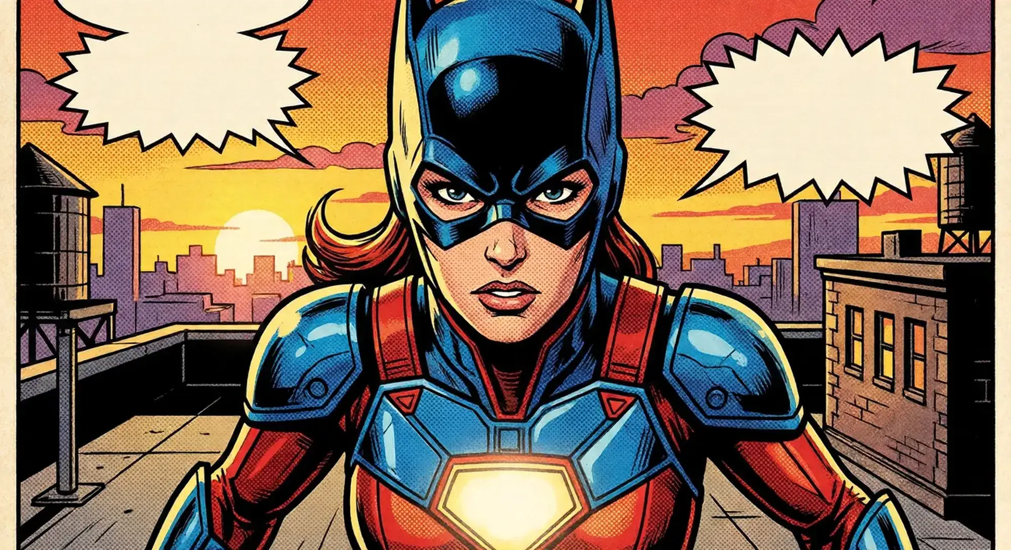 AI face generator example with Marvel-style superhero