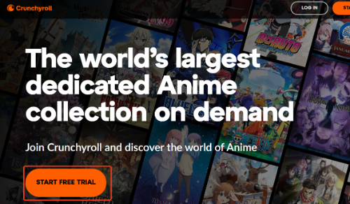 clique no botão de teste gratuito da Crunchyroll