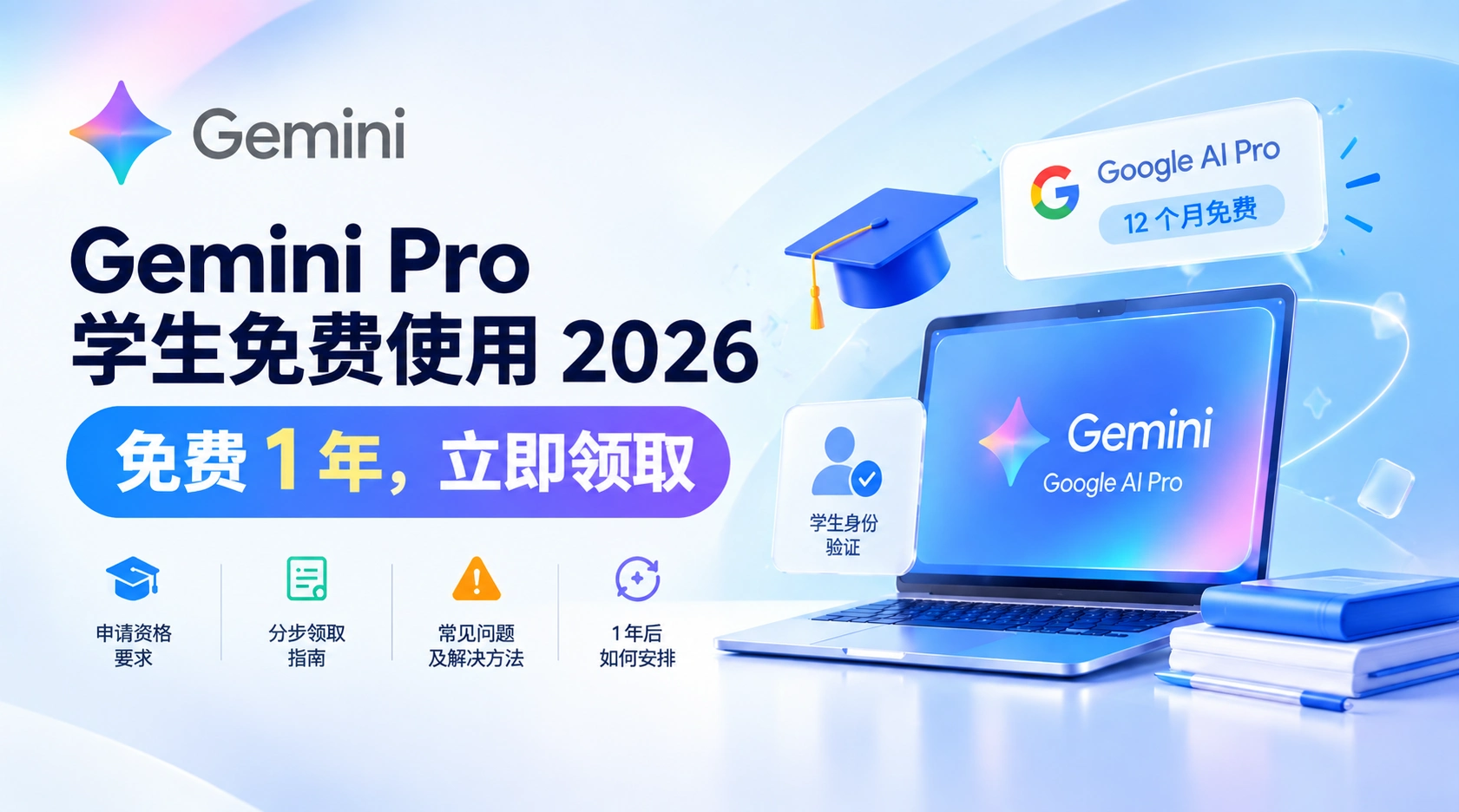 Gemini Pro 学生免费：2026 年领取一年免费指南