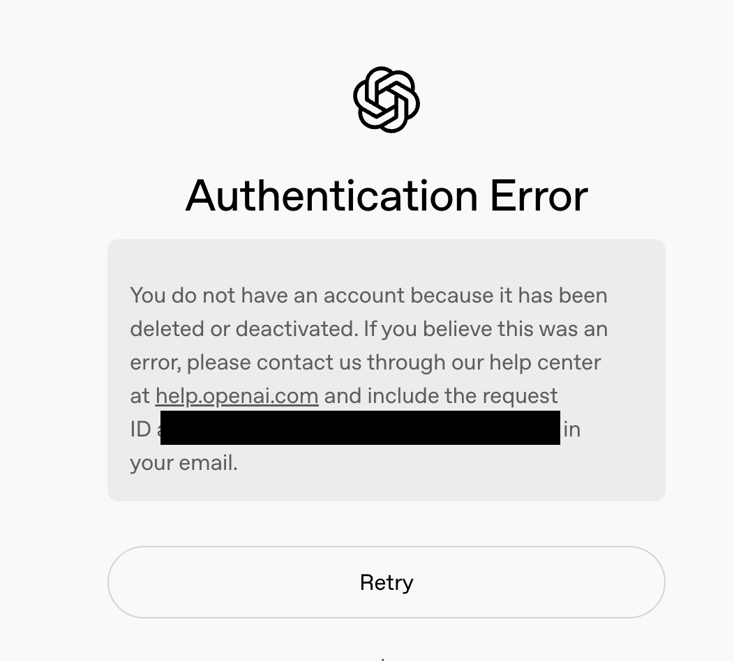 chatgpt account deactivated