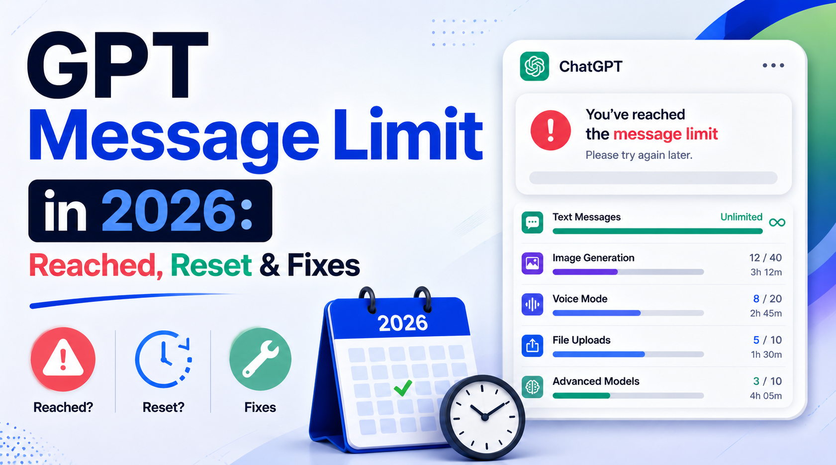 GPT Message Limit in 2026: Reached, Reset & Fixes