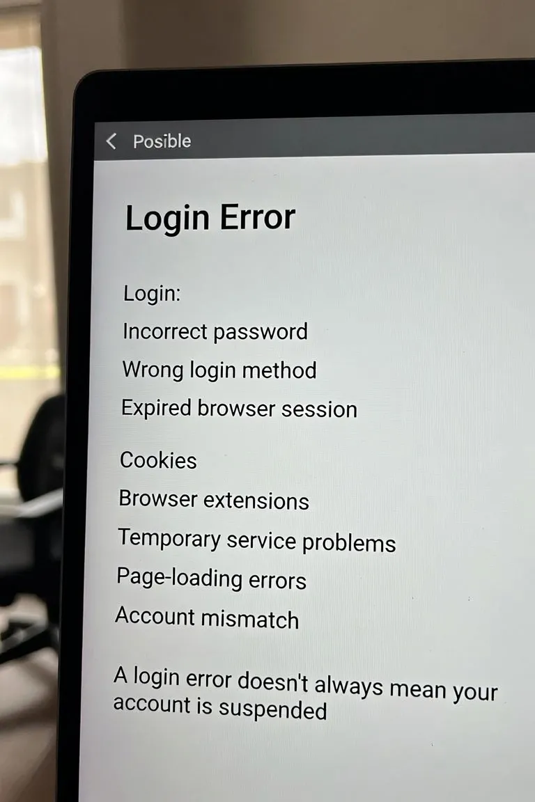 A login error doesn't always mean your account is suspended