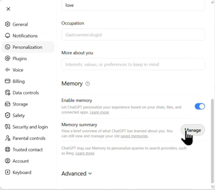 desktop select manage memories
