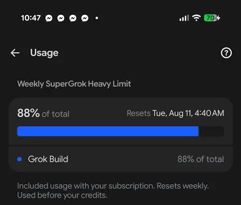 Checking the account used for SuperGrok