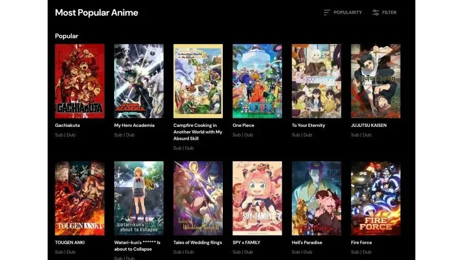 Most popular anime on Crunchyroll