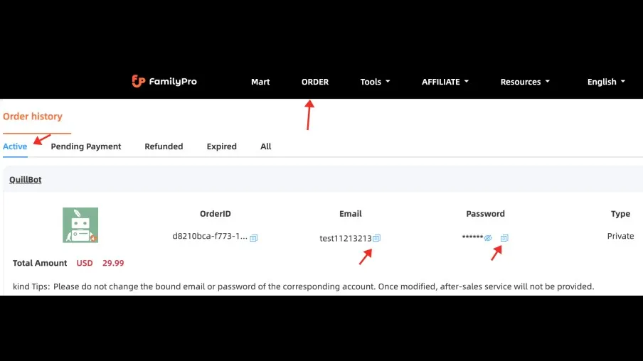 Guide to logging in to Quillbot from FamilyPro