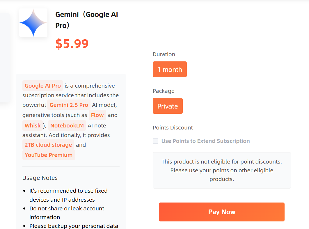 Gemini price 