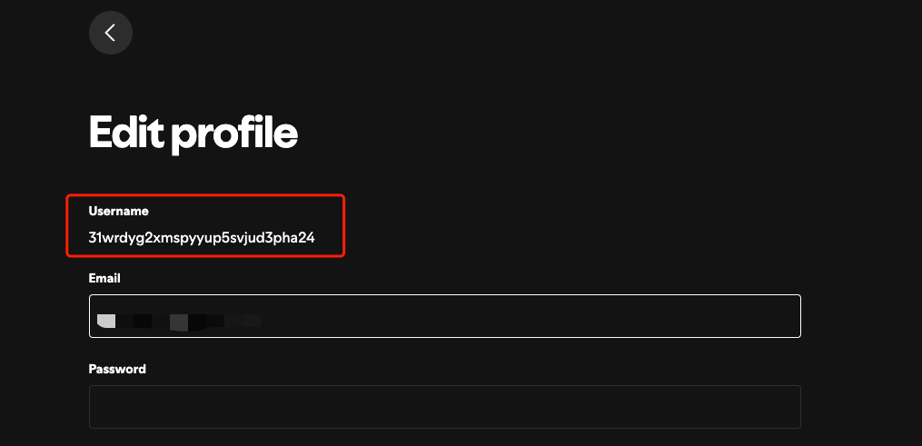 Spotify account edit