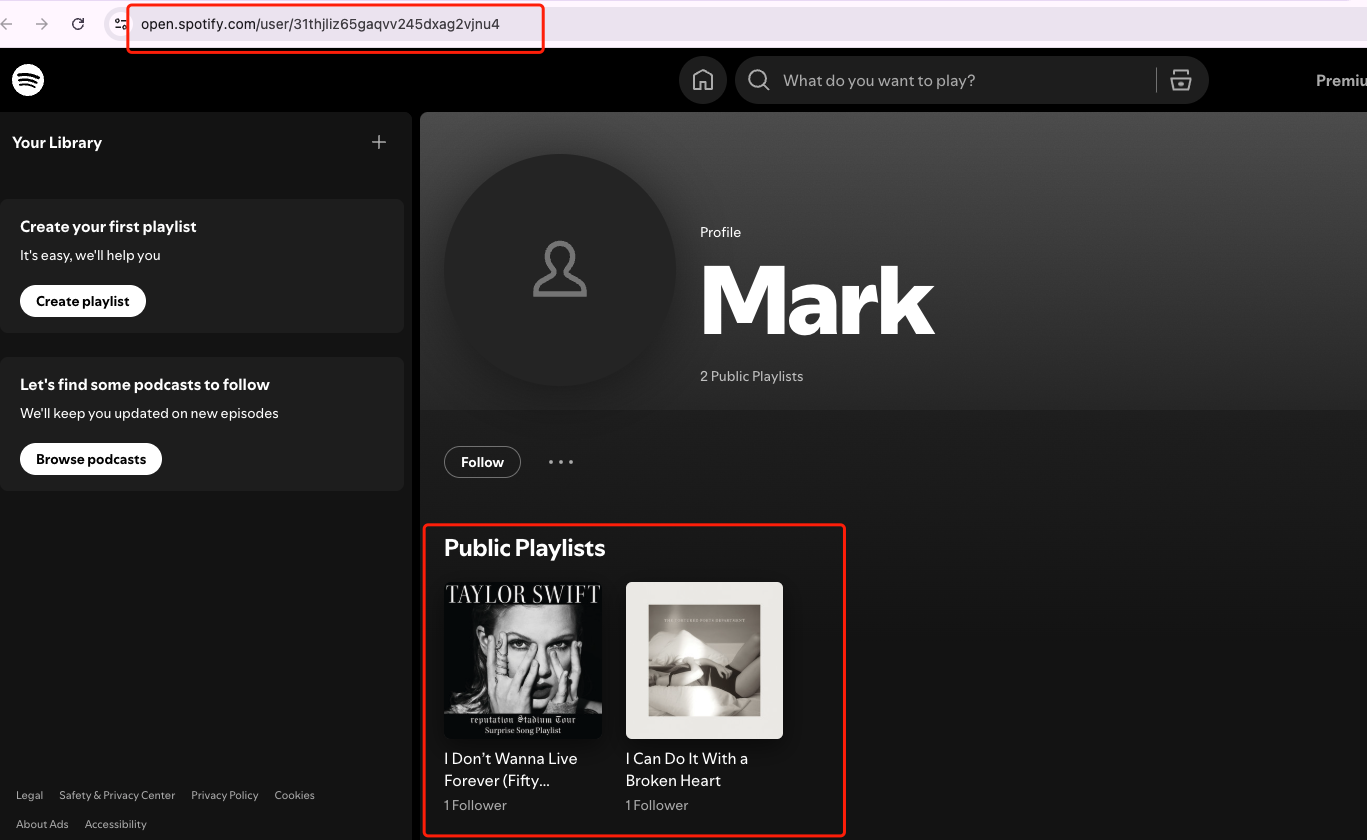 Spotify user playlist