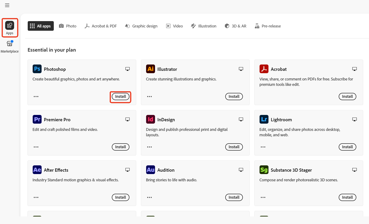 adobe creative cloud software install