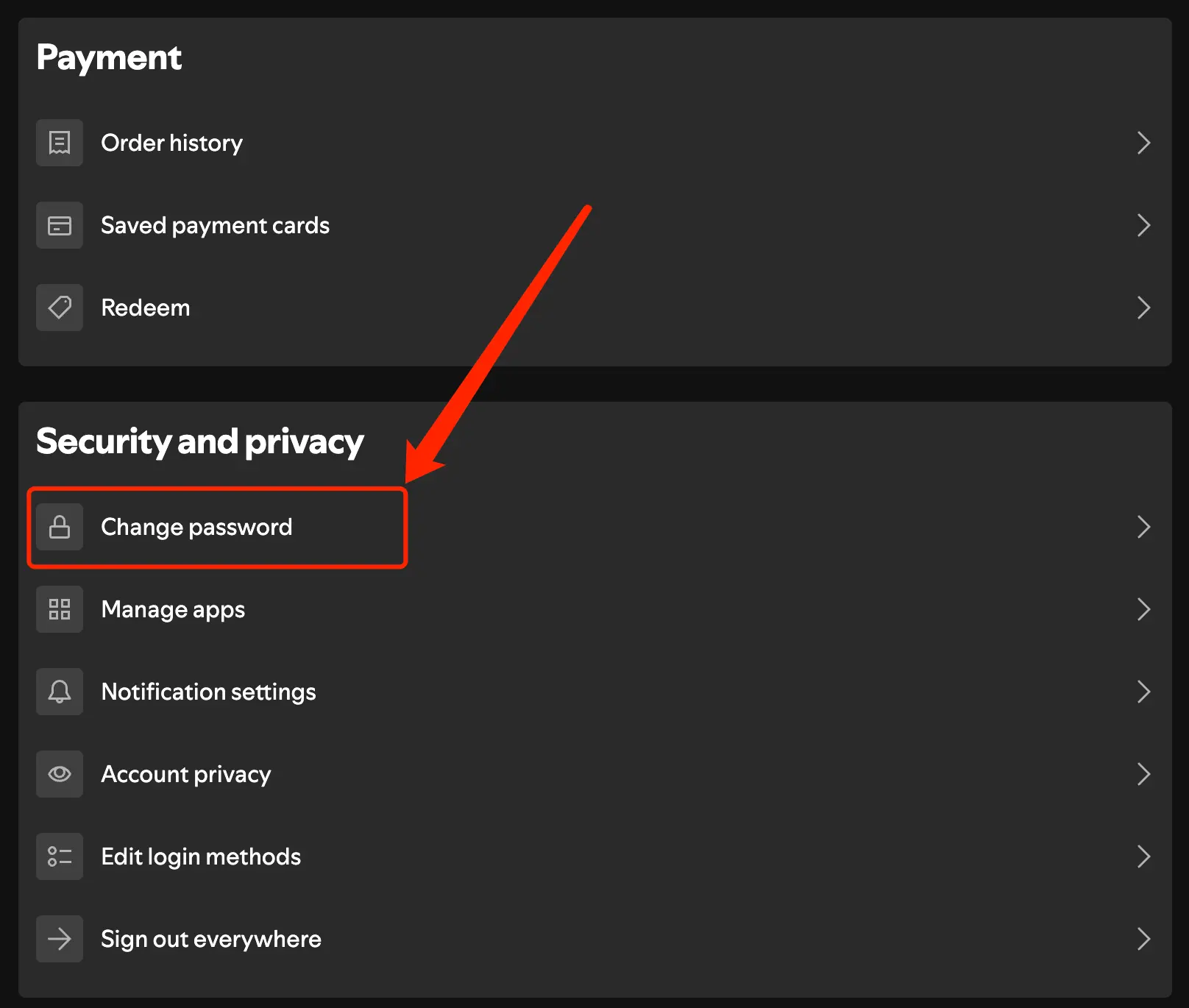 Change Spotify password