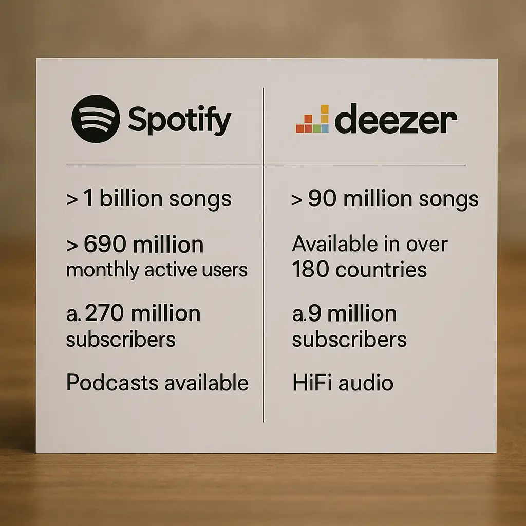 Deezer vs Spotify Songs