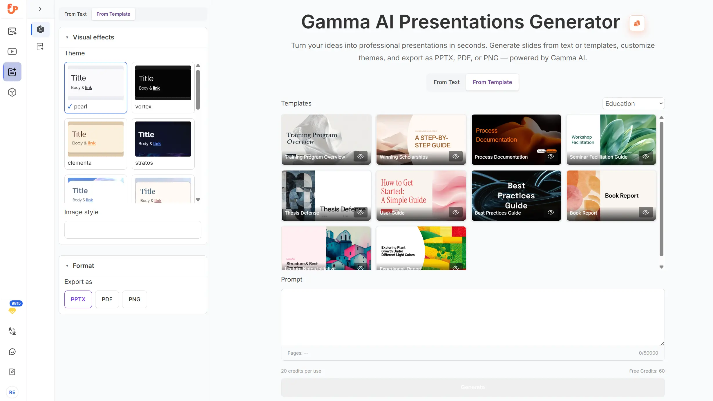 FamilyPro Gamma AI homepage interface