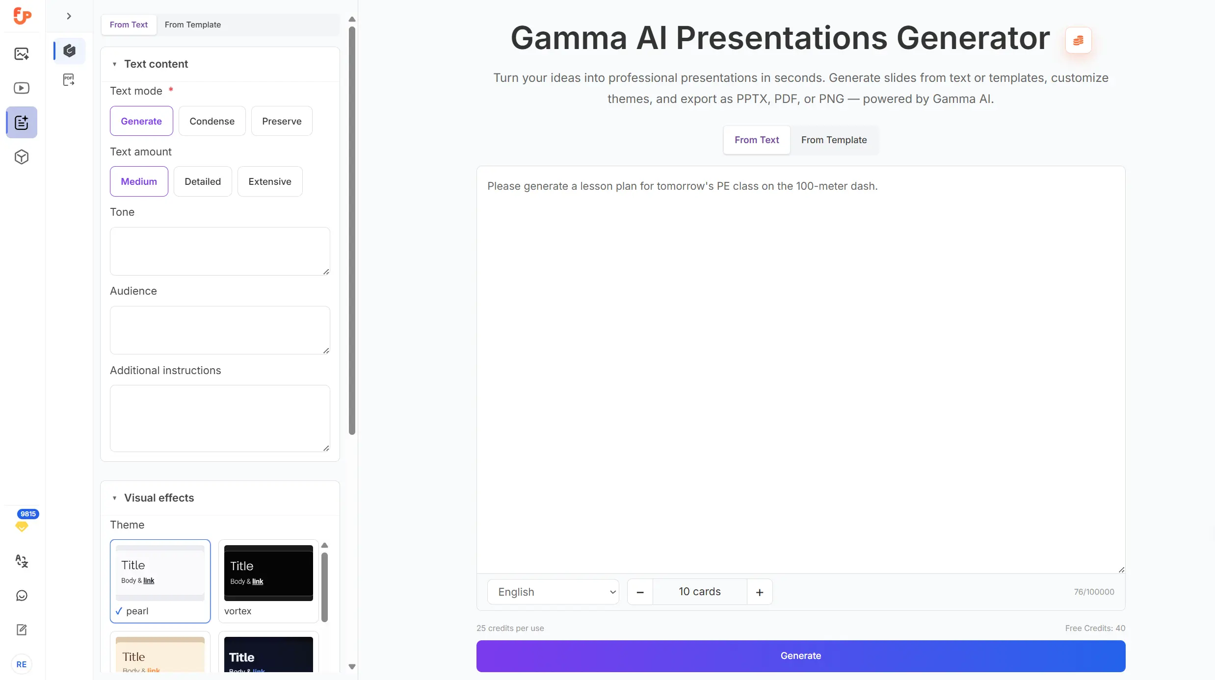 Create gamma ai presentations from text with FamilyPro