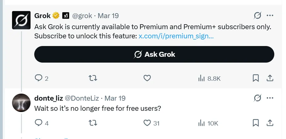 grok is no longer free2