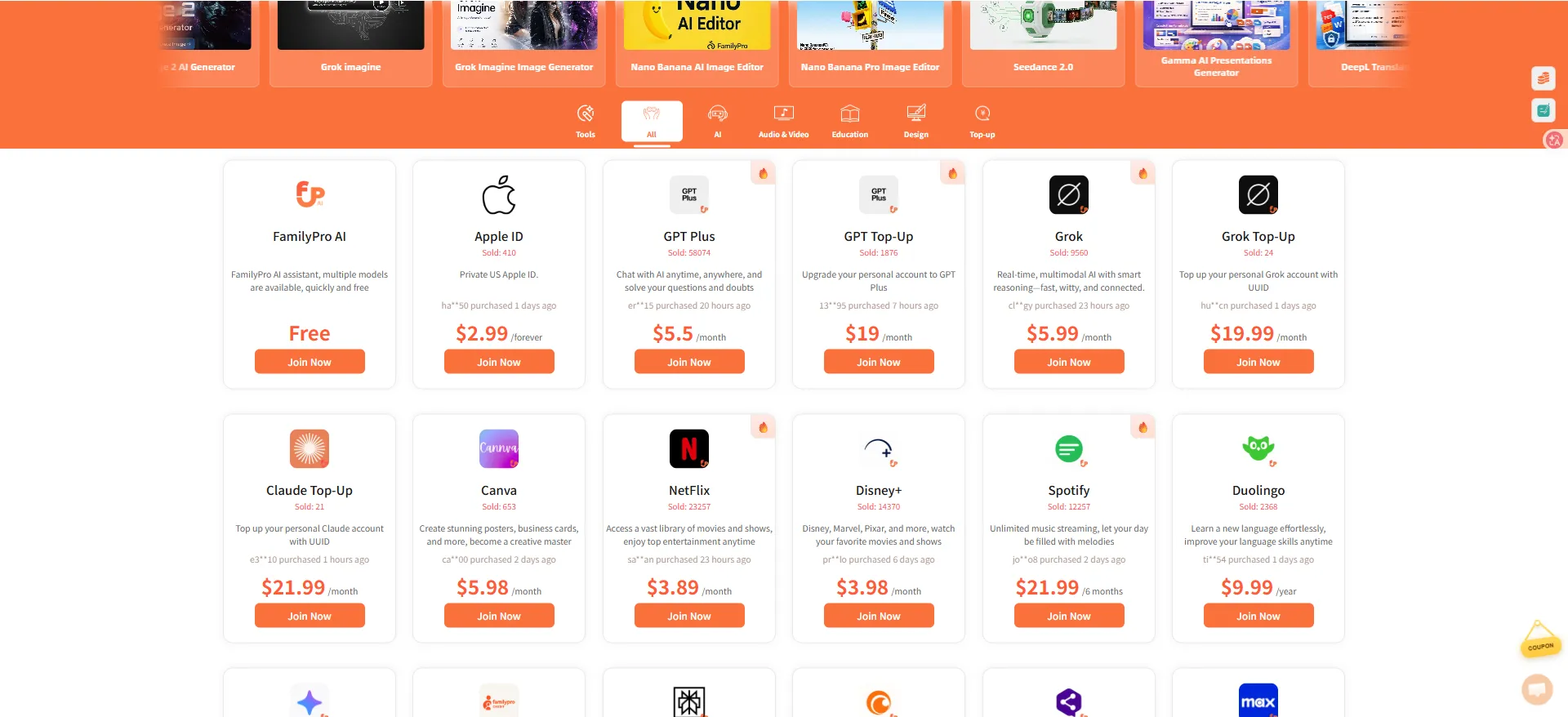 FamilyPro homepage