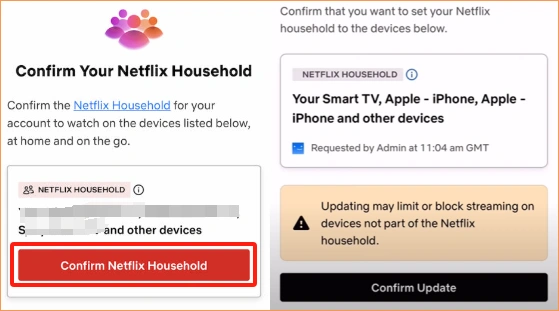 Confirm Netflix Household