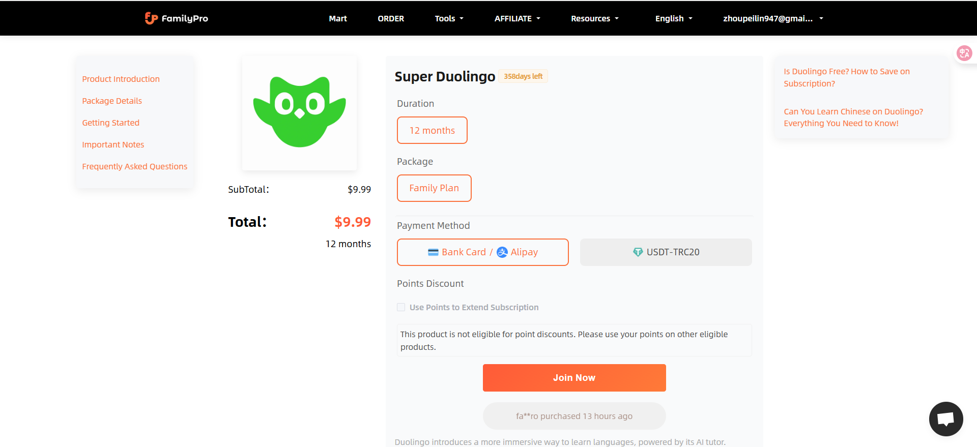 superduolingo price familypro