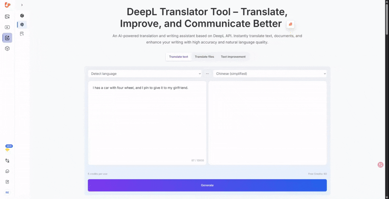 Paste text and translate instantly