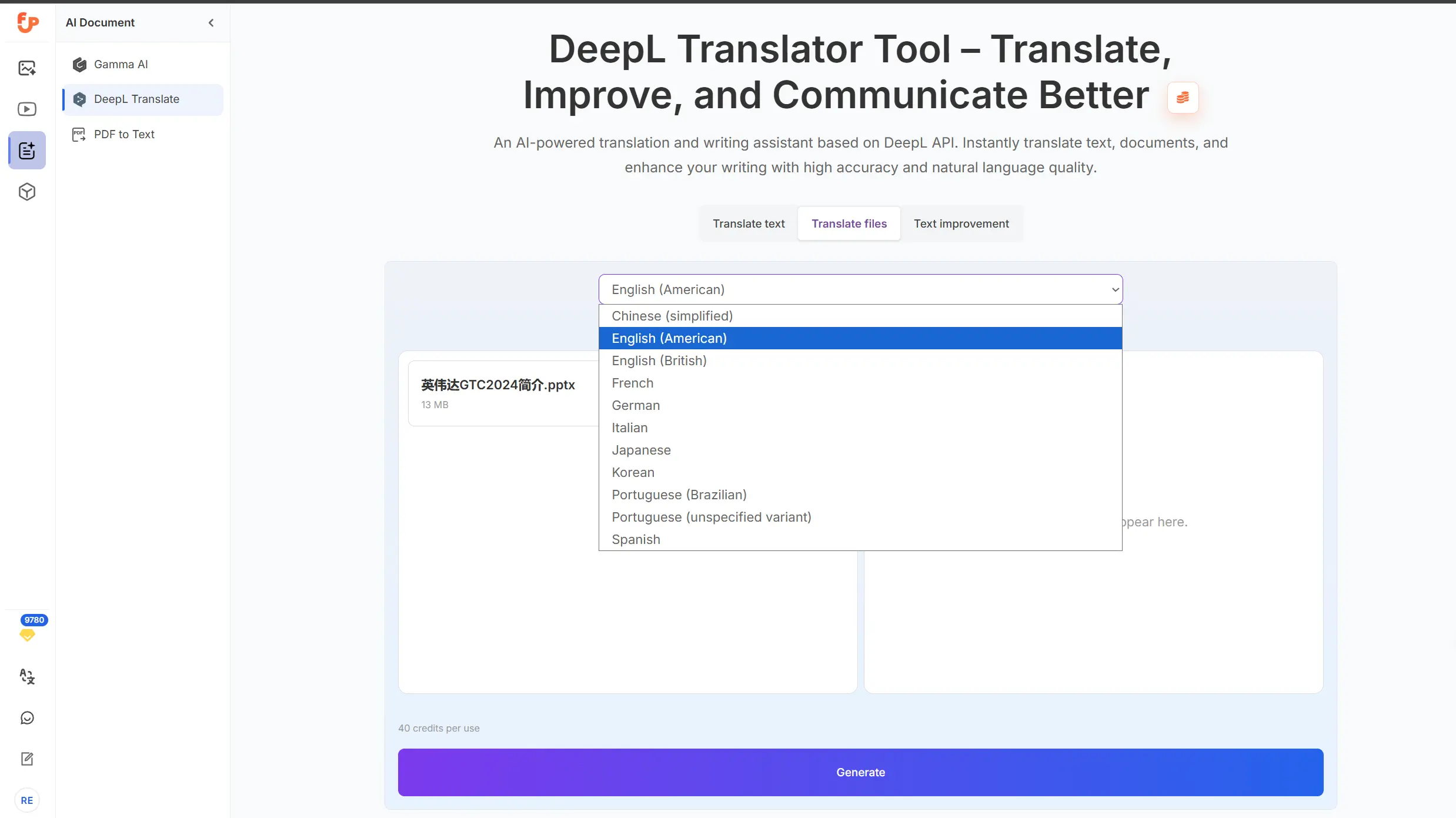 PowerPoint translation overview