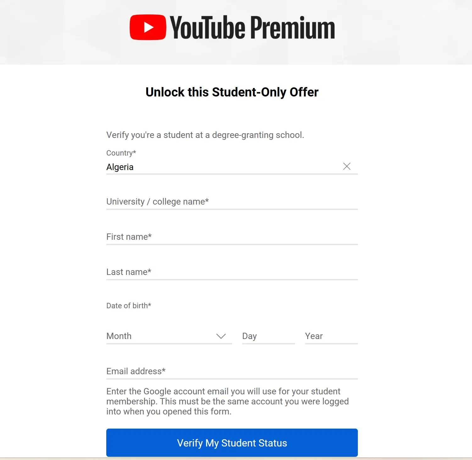 YouTube Student Discount
