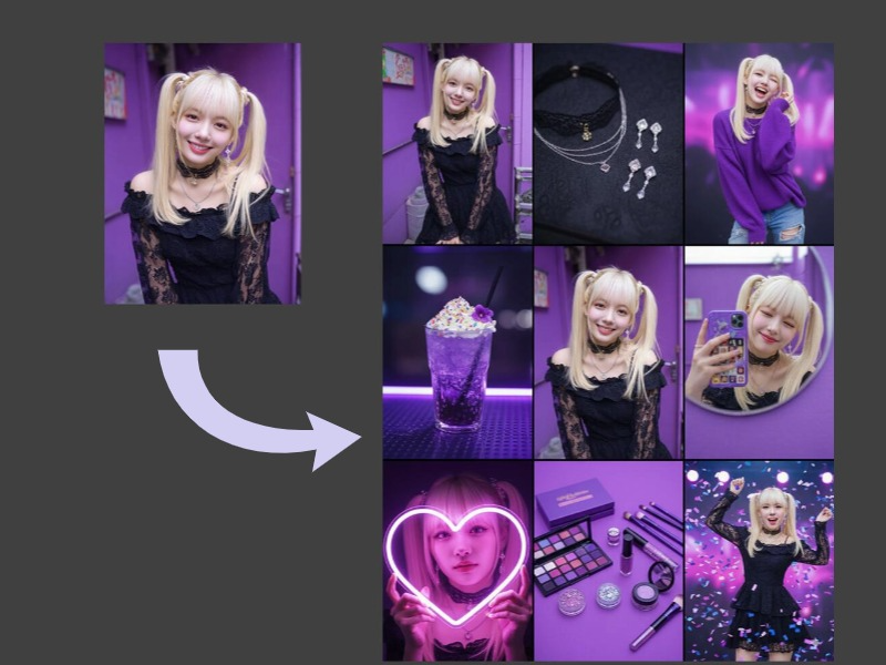 nano banana example with nine grid photos